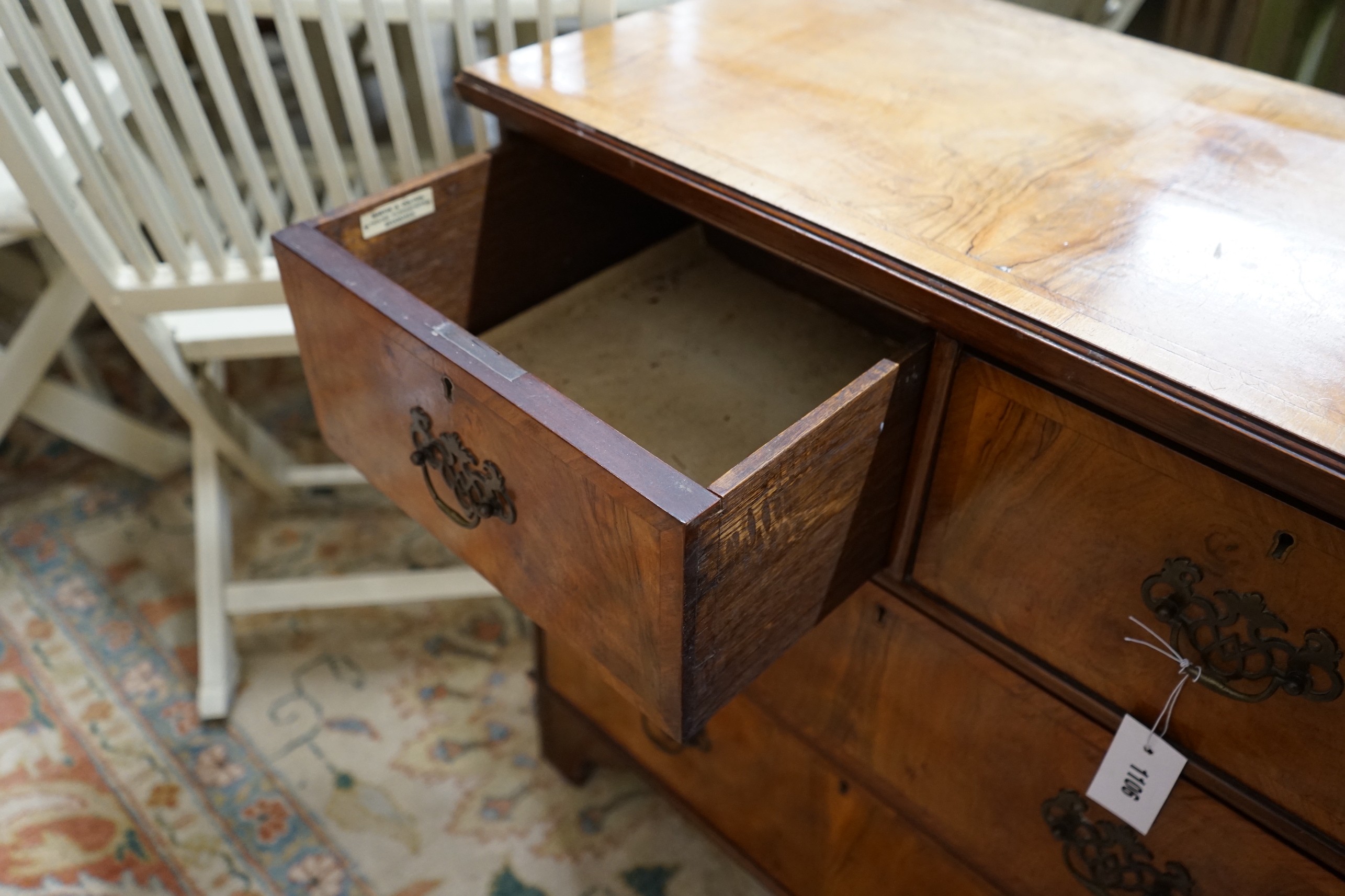 A small George II style walnut chest, width 76cm, depth 41cm, height 76cm